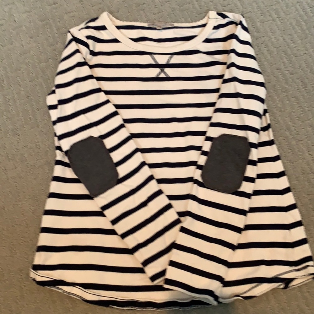 Ahoy! 100% cotton navy & cream stripe shirt